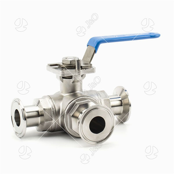 anitary Manual 3 Way Tri Clamp Ball Valve With Mounting Pad