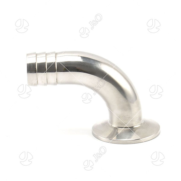 Sanitary Stainless Steel 90 Degree Clamped Hose Adapter