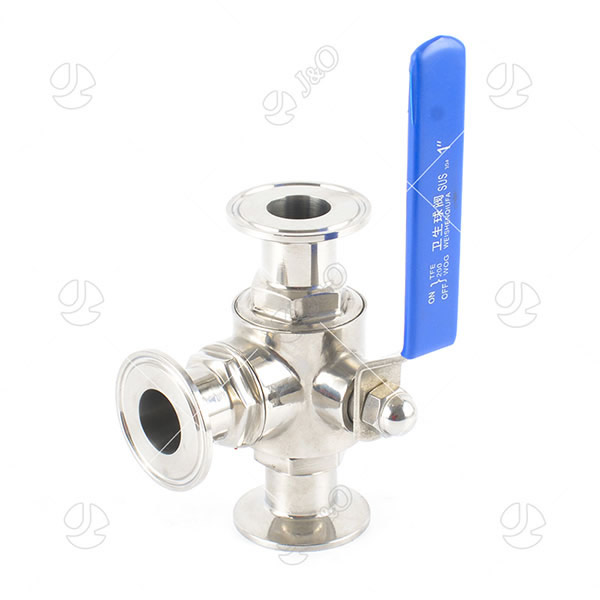 Sanitary Stainless Steel Clamped Three Way Ball Valve