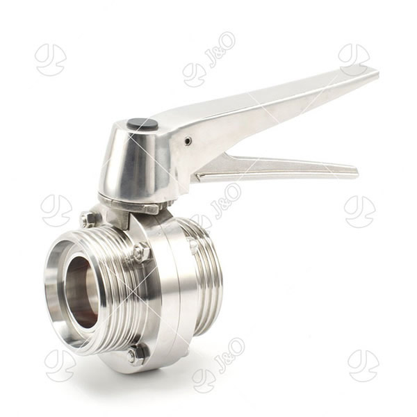 Sanitary Stainless Steel Thread Male Butterfly Valve With 12 Positions Grippper Handle, China