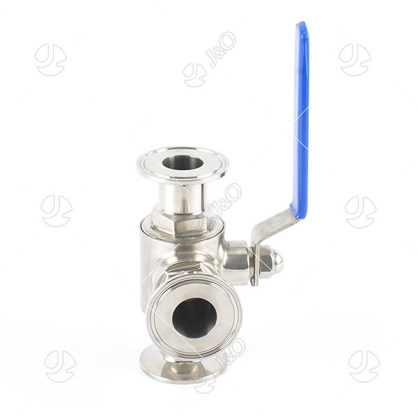 Sanitary Stainless Steel Tri Clamp Clamped Three Way Ball Valve
