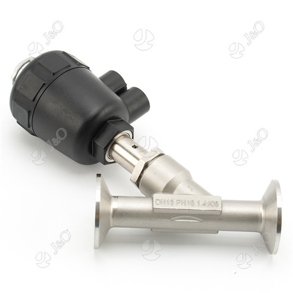 Stainless Steel Pneumatic Clamped Angle Seat Valve With Plastic Actuator