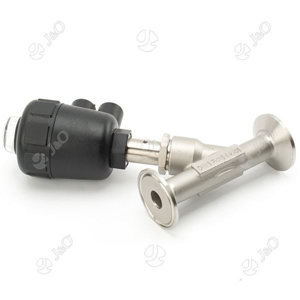Stainless Steel Pneumatic Tri Clamp Angle Seat Valve With Plastic Actuator